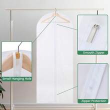 5 pezzi Borse per conservazione di indumenti, Custodie per abiti a cerniera trasparenti e anti-polvere, Custodie per armadi a prova di umidità, Custodie protettive per indumenti trasparenti, Cuciture durevoli, Per uso di abbigliamento, Articoli per la casa ideali