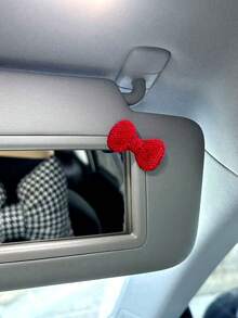 1 pieza Decoración interior del coche DIY Espejo de maquillaje con lazo de strass y estampado de leopardo, estilo lindo Ins, múltiples opciones - Unitalla - Ver 5