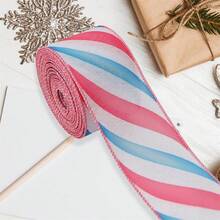 Cinta alambrada a rayas/pan de jengibre/cuadros, cinta creativa para envolver regalos de Navidad, ramos de flores y decoración para fiestas. - Rosa - Ver 4