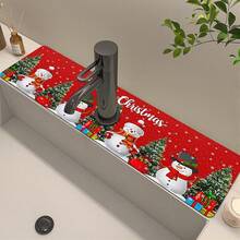 1pc, New Year's Christmas Diatom Mud Faucet Absorbent Pad, Bathroom Faucet Splash Pad, Moisture-Proof Anti-Slip Faucet Pad, Kitchen Counter Accessories. - Multicolor - View 16