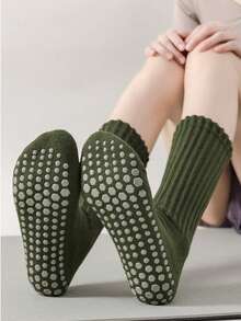 3 Pairs Multi-Color Unisex Yoga Socks, Fashion Cuff Design, Full Foot Silicone Non-Slip Shock-Absorbing, Suitable For Dance, Pilates, Yoga, Indoor Fitness, Back To School Gift Traction Socks