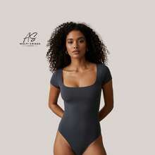 KIT WITH 2 SHORT SLEEVE BODYSUITS WITH ZIP AND DOUBLE LINING IN SUPLEX FABRIC - 藍/灰 - 查看 3