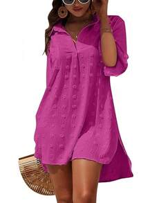 Women's Swimsuit Cover - Ups White Chiffon Bikini Swimwear Beach Dress Outfits Summer 6HQS - Fluorescent Red - 查看 12