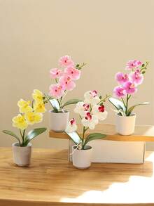 1pc Artificial Butterfly Orchid Potted Plant Simulation Flower Decoration, Valentine Day, Gift
