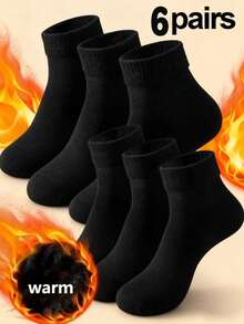 6 pares de calcetines térmicos forrados para mujer, negros, casuales, anti-pelusas, aptos para otoño/invierno, calcetines acogedores - Multicolor - Ver 8