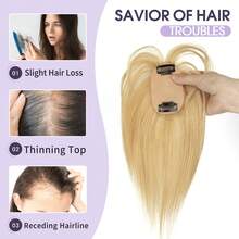 5x9cm Human Hair Topper Hair Piece Top Base Middle Part With Bangs 10 Colors Available For Women Hair Loss Or Bangs HairStyle - S27 - 查看 6