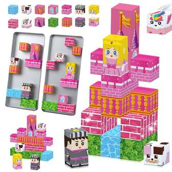 Magnetic Blocks, 3D Puzzle Building Cubes, Creative STEM Princess Castle Game For Girls & Boys, Birthday Party Favors & Christmas Stocking Stuffers