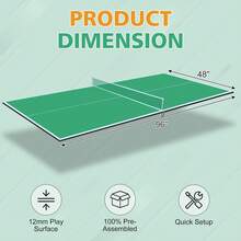 6-9ft Mid-Size Foldable Table Tennis Table Top, Portable Ping Pong Table Board For Indoor Games - Green - View 8