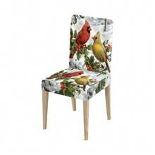 1pc/Set Christmas Bird Milk Silk Stretch Chair Cover, Christmas Restaurant Seat Decoration, Christmas Party Decor, Christmas Home Decor - Multicolor - View 10