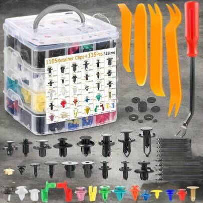 1240 Stücke in einer Box verpackte Kunststoff-Nieten, geeignet für dauerhafte Kunststoff-Stoßfänger und Kotflügel von Autos für den Innen- und Außenbereich sowie den Kofferraum, Befestigungsclips für eine schnelle Installation, Schrauben geeignet für Industriemuttern, vielseitig einsetzbar