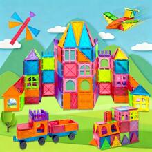 Magnetic Blocks, 40/64/100PCS Building Blocks, Magnets Building Set, STEM Construction Stacking Blocks & Montessori Learning Toy Gift For Kids 3+ Boys And Girls Preschool Kindergarden Toy, Mix Colors - Multicolor - View 11