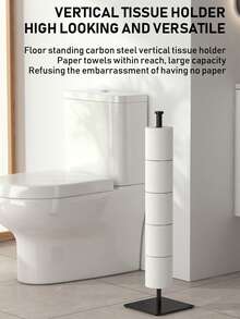 1pc Toilet Paper Holder With Spare Function, Free-Standing Toilet Paper Storage Rack For Bathroom And Toilet Spare Toilet Paper Storage