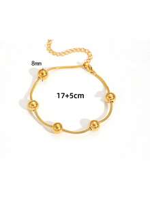 MECYLIFE 1 pieza Collar minimalista de acero inoxidable, collar de cadena sólida de lujo ligero para mujeres, collar de cuentas de acero de titanio para uso diario - Amarillo Oro - Ver 5
