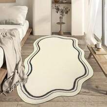 1 szt. asymetryczny, minimalistyczny dywan o dużej powierzchni, materiał ze sztucznej wełny, miękki dywan, antypoślizgowy spód TPR, 1200 g/m², trwały i nadający się do prania w pralce, odpowiedni do użytku w pomieszczeniach przez cały rok - idealny do sypialni, salonu, łazienki, pralni - dywan dekoracyjny do domu, świetny na parapetówkę, Święto Dziękczynienia, prezent świąteczny!