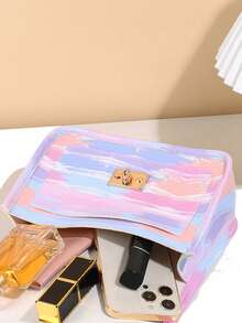 1 Stück Vintage bedruckte Plüsch Handtasche für Mädchen, süße Metall Kette Umhängetasche, lässige Dating Handytasche, ideale Wahl als Geschenk