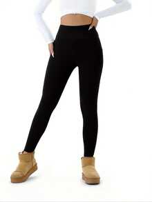 4 Pieces Women's High Waist Fleece-Lined Warm Leggings - Slim Fit Stretchy Winter Pants With Pockets, Multiple Colors Available (Black, Navy Blue, Red, Dark Gray) |   Machine Washable, Suitable For Everyday And Formal Wear |   Warm Tights For Cold Weather |   Warm Fleece-Lined Leggings With Pockets, Solid Color Design, Medium Elasticity Fabric, Suitable For Autumn And Winter, Women's Plus-Size Winter Pants, Women's Fleece-Lined Leggings, Women's Winter Tight Pants, Women's Snow Pants - Màu sắc hỗn hợp - Xem 6