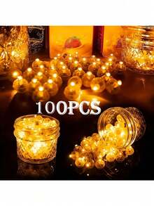 100pcs Battery Powered LED Balloon Lights - Extra Long Lasting, Round Ball Lights, Suitable For Latex Balloons, Paper Lanterns, Christmas, Halloween, Weddings And Festivals, Party Decorations, Balloon Decor, Holiday Lighting, Durable Illumination - Multicolor - View 2