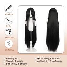 YEWELL 40-Inch Wig, Available In Gold, Red, Pink, Black, White, Gray, Ginger, Extra Long Straight With Bangs, Suitable For Women, Made Of Heat-Resistant Synthetic Fiber, Ombre Wig, Cosplay Wig, Colorful Wig For Party, Halloween, Christmas, Alipearl Wig, Affordable Wig