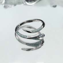 Anillo de Plata Qwonekou Anillo para Mujer Anillo Ajustable Diseño de Serpiente, Anillo Esmaltado Anillos de Mujer Anillo de Boda Regalo Ideal para Mujeres Tamaño Universal 40048 - 1 - Ver 3