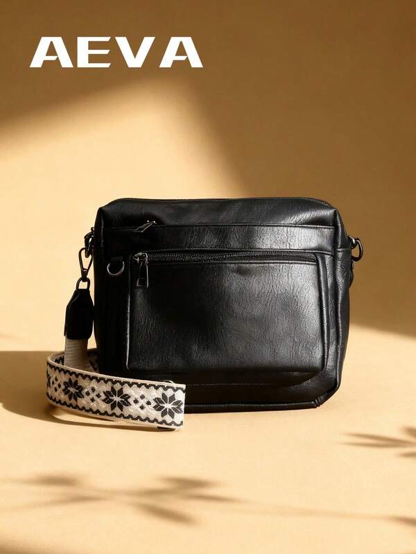 Borsa a spalla da donna in stile bohémien, con chiusura a cerniera e molteplici tasche, borsa a tracolla elegante e retrò dallo stile casual chic, leggera e portatile, adatta per telefono, fotocamera, monete, cosmetici, in colore solido minimale in pelle PU con fodera in poliestere, adatta per viaggi, vacanze, feste, lavoro, borsa per mamme, con tracolla rimovibile