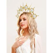 RGT Gold Halo Crown Spiked Crown Headband Sunburst Zip Tie Headpiece Goddess Costume For Wedding Photoshoot Cosplay Pageant Festival Renaissance - Nhiều màu - Xem 7