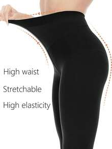 1 Pair/2 Pairs Black Plus Size Tights, Loose Fit, High Density Ultra-Thin High Stretch Tights Suitable For Everyday Wear (Please Refer To The Size Chart When Purchasing, Do Not Leave Negative Reviews Due To Inappropriate Length Or Width, The Size Chart Is Provided), Cozy - Black - View 6