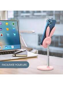 1Pc Cute And Cute Rabbit Shaped Extendable Phone Holder, A Must-Have For Teenage Fans! Household Items - Pink - View 6