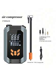 1个150PSI 3000A汽车应急启动器，带空气压缩机，5合1数字汽车轮胎充气泵应急启动套件电池组，便携式汽车电池充电器，适用于10升汽油或4.0升发动机