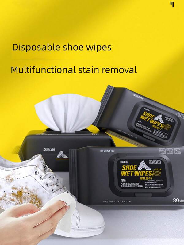 80 piezas Toallitas húmedas convenientes para limpiar zapatos, paquete grande para uso doméstico, limpieza y eliminación de manchas de zapatos blancos pequeños de un solo uso, no irritante