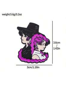 1pc New Badge, Cartoon Style Metal Badge Pendant, Emoticon, Pin, Brooch, DIY Button Craft - Multicolor - View 5