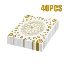 80/40/20 szt. 13 * 13-calowe złote serwetki jednorazowe z wzorem róż i mandali, odpowiednie na Boże Narodzenie, imprezy noworoczne lub wesela tematyczne, przyjęcia urodzinowe, uroczystości świąteczne, kolacje rodzinne, pikniki na świeżym powietrzu, papier dekoracyjny do restauracji i kawiarni