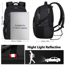 1PC Bagsure Travel Laptop Backpack, Business Water Resistant Laptop Backpack With USB Charging Port, College Bag For Men & Women - 黑色 - 查看 6