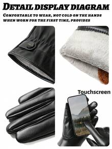 1 par de guantes cálidos para hombre para otoño/invierno, forrados térmicos, material de PU, con dedos compatibles con pantalla táctil, adecuados para ciclismo al aire libre, conducción, uso diario - Estilo F - Ver 9