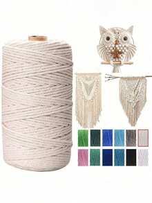 流苏绳，优质流苏绳，粗天然线，多股合成编织绳，用于壁挂装饰，植物吊架，工艺品，包袋，DIY，家居装饰，礼品包装，彩色扭纹编织绳，空心线工艺装饰，腰带配件，涤纶流苏绳，钩编用黑纱，针织用钩针线 - 彩色 - 查看 4