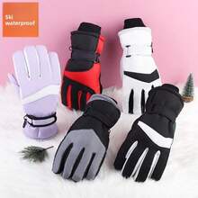 Winter Cycling Gloves Non Slip Touch Ski Gloves Snowboard Accessories Waterproof Pocket Warm Men's And Women's Gloves - Violet Purple - View 1