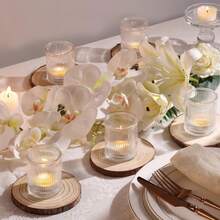 36 Transparent Glass Tealight Candle Holders, 2x2.5 Inch Striped Mini Votive Candles, Suitable For Wedding Table Decorations, Bulk Small Candle Holders, Ideal For Thanksgiving, Christmas, Wedding Party Decorations - trong suốt - Xem 3