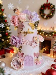 1pc Customizable Acrylic Cake Topper, Personalized Text, Suitable For Christmas Cake Decoration/Birthday Cake Decoration, Ideal For Home Bakers/Party Planners/Gift Givers, Perfect For Christmas 2025/Birthdays - Multicolor - View 4