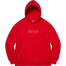 Supreme X K Chalk Logo Hooded Sweatshirt SS21 (SS21SW39) Men Cotton Winter Autumn Sport Outwear Pullover Long Sleeve Tops Warm Soft Sweatshirts - 紅色 - 查看 4