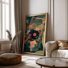 1件时尚音乐主题墙画，非裔美国人印花帆布画，情歌海报，黑胶唱片装饰，适合客厅、卧室、公寓、宿舍装饰，送给音乐爱好者的礼物，可选带框或不带框。 - 彩色 - 查看 6