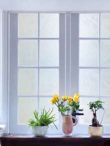 1 Roll Static Cling Glass Film, UV And Glare Blocking Window Film Sticker For Home And Bathroom, Removable Indoor Decorative Film For Day And Night, Solid Color