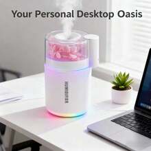 2025 Humidifier For Bedroom BW2, Cool Mist Auto Shut-Off Car Diffuser, 500ml Portable Mini Humidifier With LED Colorful Gradient Light, USB Powered, 2 Mist Modes, For Office, Baby Room, Plants (White) - trắng - Xem 2