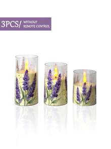 3 buc lumânări fără flacără în culoarea lavandă cu telecomandă și temporizator, lumânări pâlpâitoare din ceară naturală cu LED-uri violet lavandă, decor cu flacără caldă pentru casă, dormitor, nuntă, logodnă, Crăciun, Halloween, Ziua Îndrăgostiților, petrecere de companie