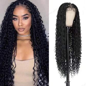Peluca trenzada bohemia sintética de 36" Pelucas de trenzas de caja bohemia para Pelucas trenzadas de trenzas retorcidas con cabello de bebé