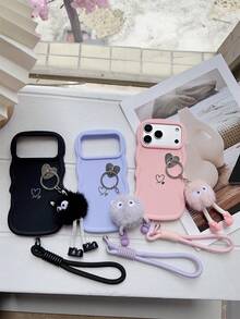 1 قطعة دمية قلب ناعمة، غطاء هاتف محمول DIY بألوان الماكرون الجميلة مع سلسلة الهاتف، متوافق مع هواتف سامسونج جالاكسي S25، S24، S24 بلس/S24+، S24 أولترا، S24 FE، S20، S21، S22، S23 وأيفون 11/11 برو/11 برو ماكس/12/12 برو/12 برو ماكس/13/13 برو/13 برو ماكس/14/14 برو