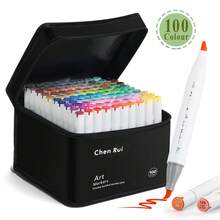 Chen Rui 48/60/80/120/168/180 Colors Dual Tip Art Markers Sketch Pens Brush & Chisel Permanent Marker Pens With Base & Outline Markers Drawing Supplies Kit Perfect For Artist Adults Anime Coloring Sketching Illustrations And Card Making Gift For Christmas New Year Back To School- Refillable