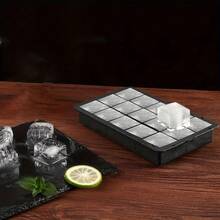 15-Cavity Black Silicone Ice Cube Tray, Easy Release Ice Mold, Suitable For Cocktails, Whiskey, Home & Commercial Use - Black - View 2