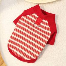 Moderiktiga randiga hund-/kattkläder, husdjurskläder t-shirt för fransk bulldogg, pudel, höst/vinter ny ankomst