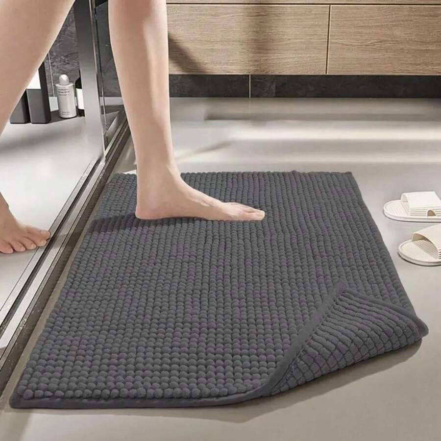 Bathroom Rug Kit 40x60 Non-Slip Microfiber Ball Noodles Shower Exit Machine Washable - 深灰色 - 查看 1