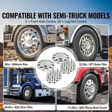 Front Axle Wheel Covers, Spiked Axle Cover For Semi Truck, ABS Electroplate Rust-Resistant Lug Nut Covers, Universal Fit, Installation Tool Included, Complete Axle Cover Combo Kit - 13.90x4.25 inch - 查看 2