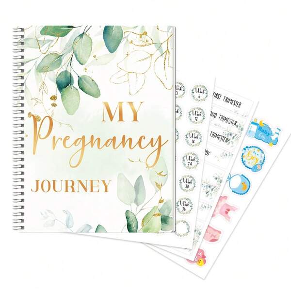 1pc My Pregnant Journey Floral Cover Design Loose-Leaf Binder, Pregnancy Journal For New Moms To Record Pregnancy Checkups, Diet Plans, Memories